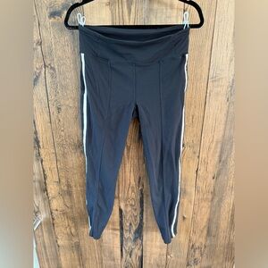 Athleta Black White Stripe Leggings | Size M